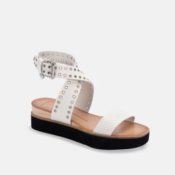 Free People Dolce Vita Panko Stud Sandals Strappy White Leather US 9 NWOB - Picture 2 of 11